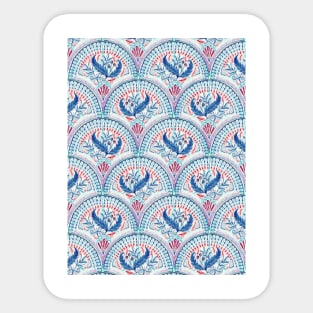 Art Deco Fresco in Cool Mediterranean Blue and Red Sticker